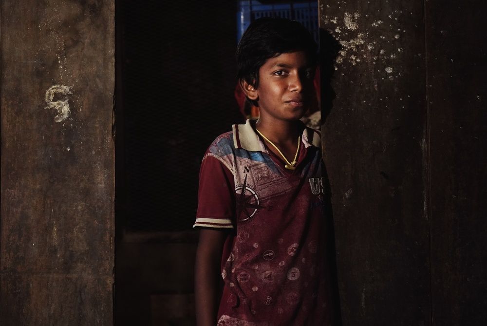Portrait of a young boy from the streets of Mysore.