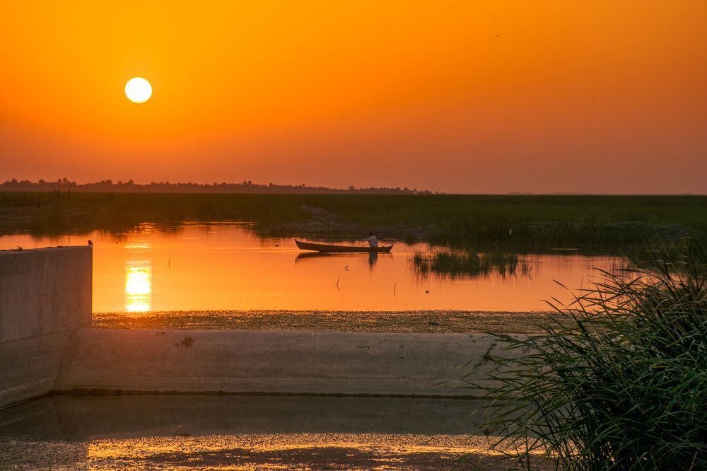 Sun set In the river.