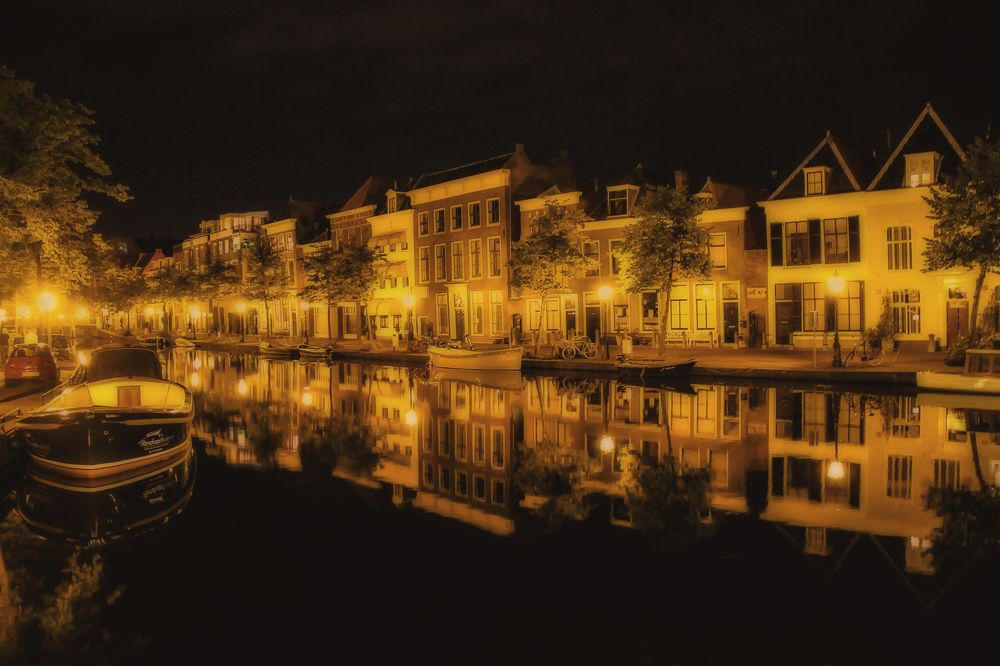 The gold lights in the night