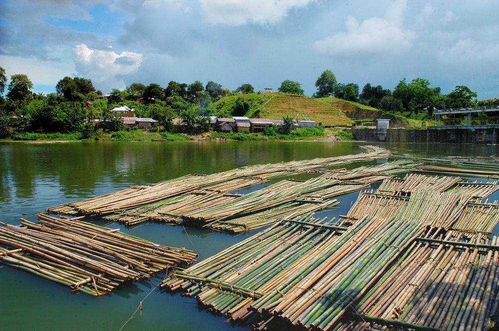 Khowai River with Bambbo raft