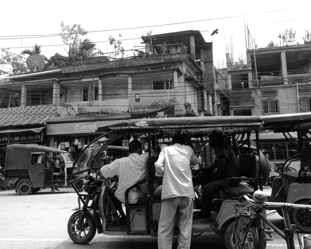 Street in black and white.