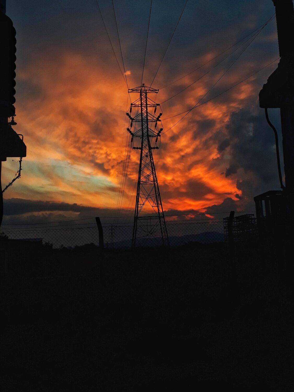 Tower in flames