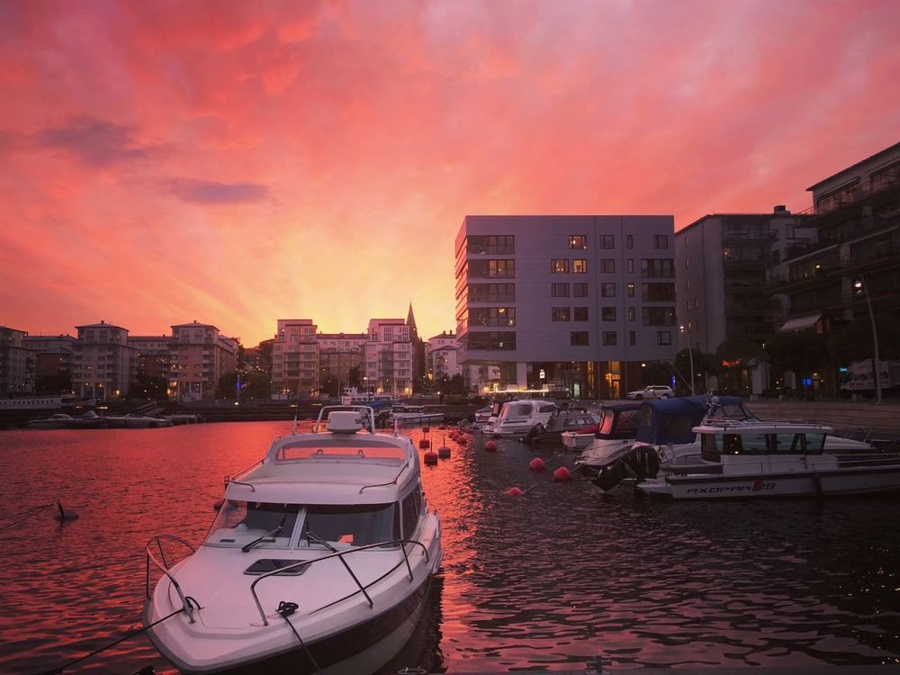 The red Sunset in Stockholm