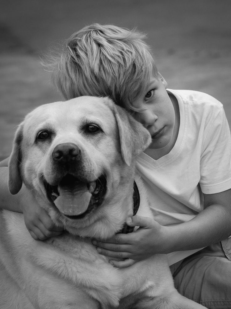 The boy with his dog