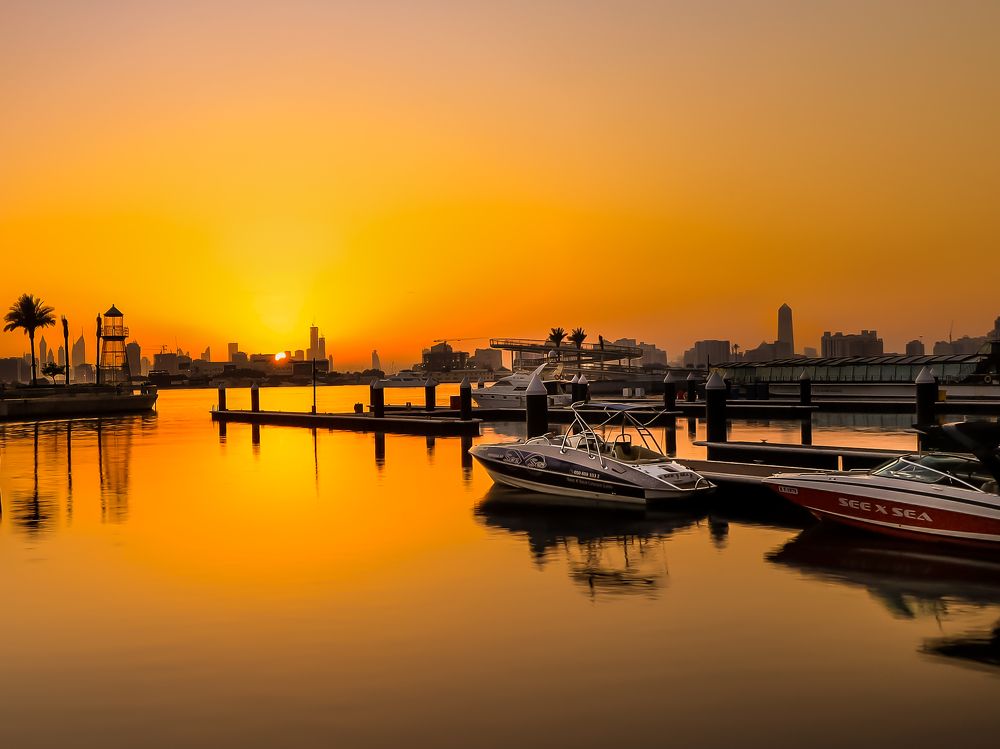 Harbor at the sunset