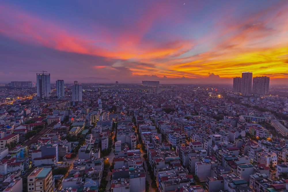Sunset in HaNoi suburban