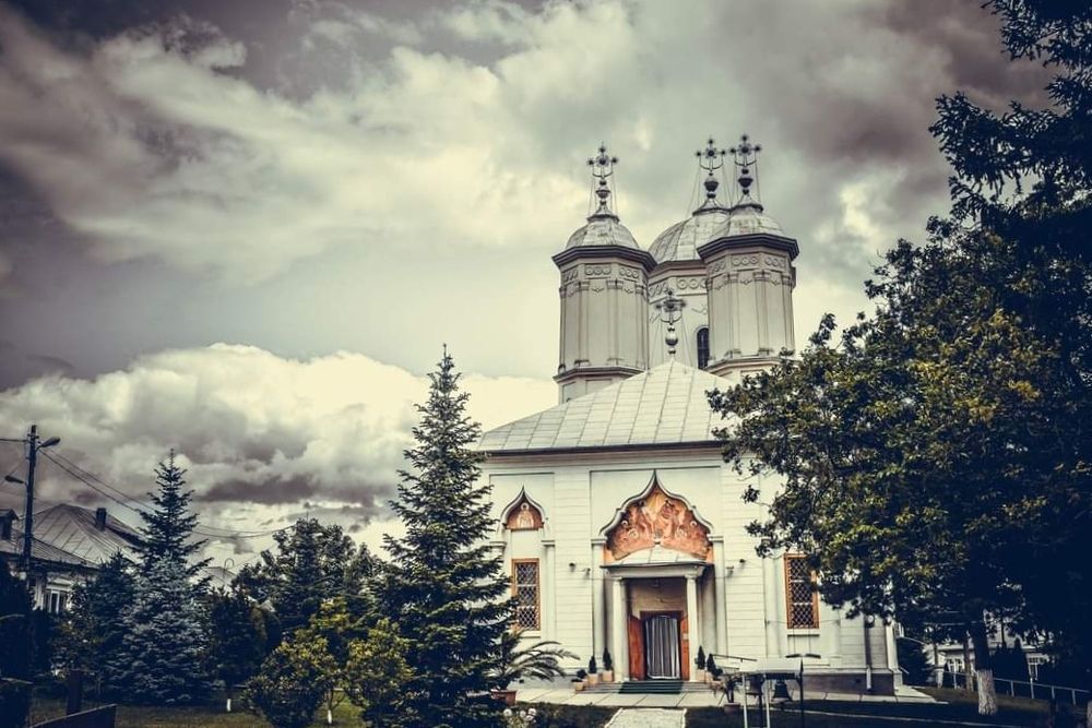 Orthodox monastery before storm - Pasarea Romania