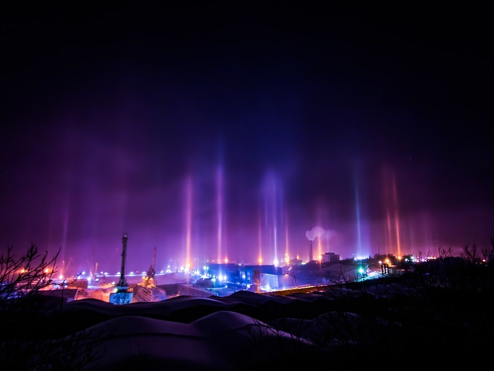 Световые столбы над Мурманском