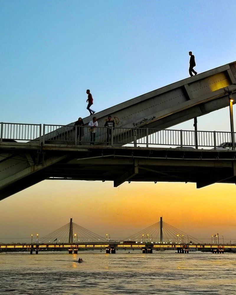 Two bridges at sunset