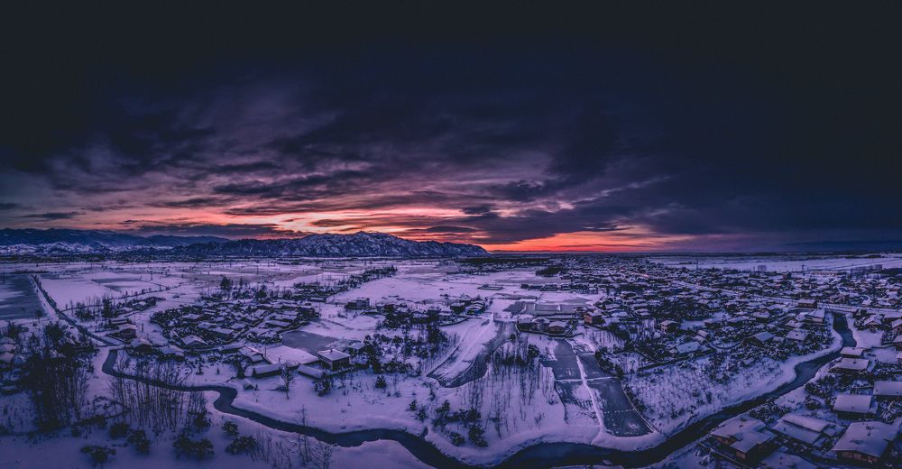 Snowy sunset