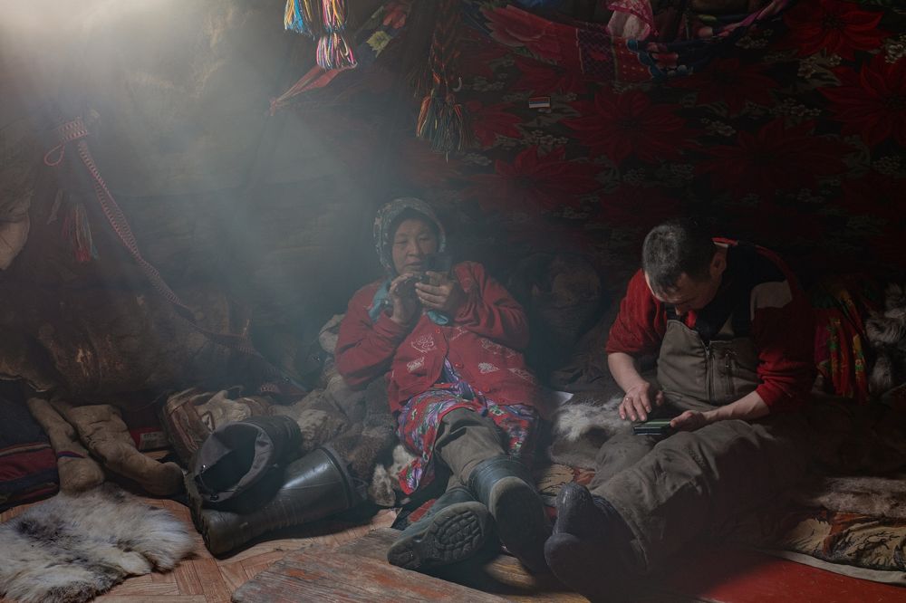 В чуме. Русский север. ЯНАО. Стойбище ненцев-оленеводов