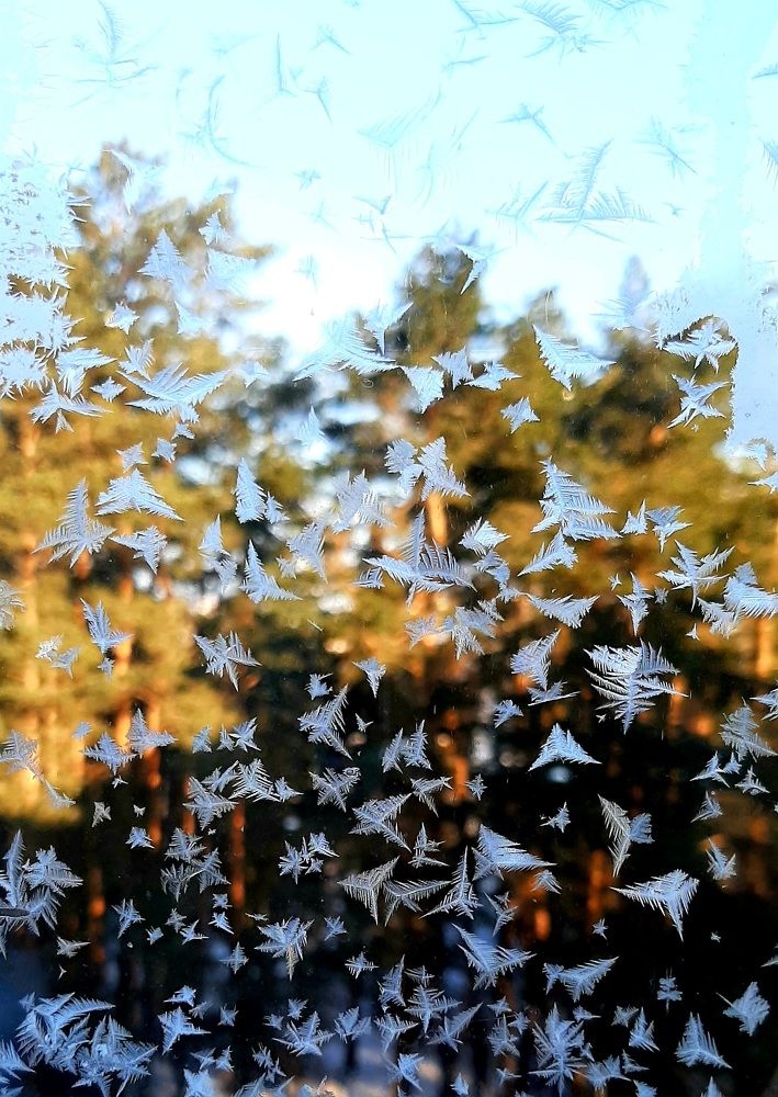 Unusual natural phenomena.  Frosty patterns on the windows ❄