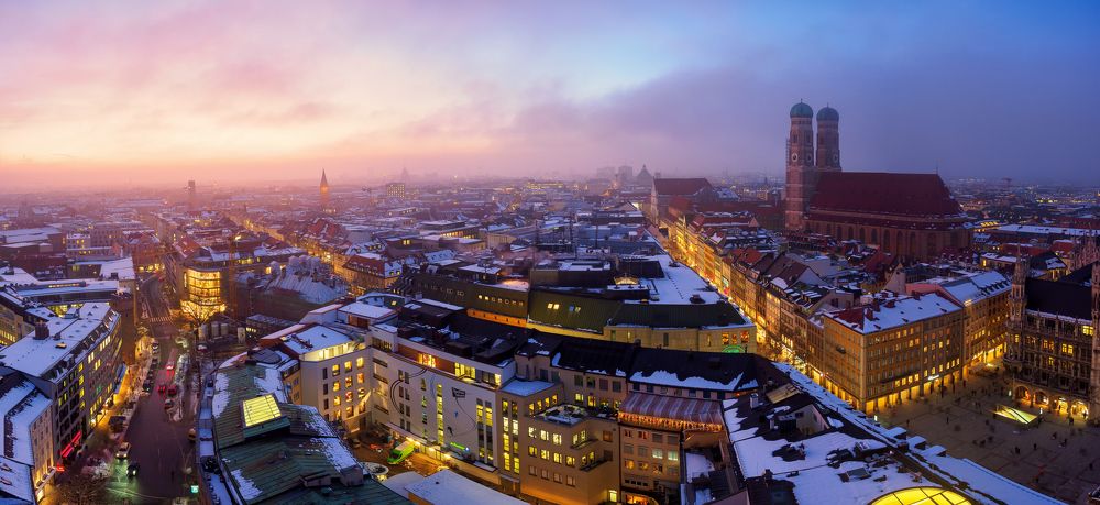 Winter sunset over Munich