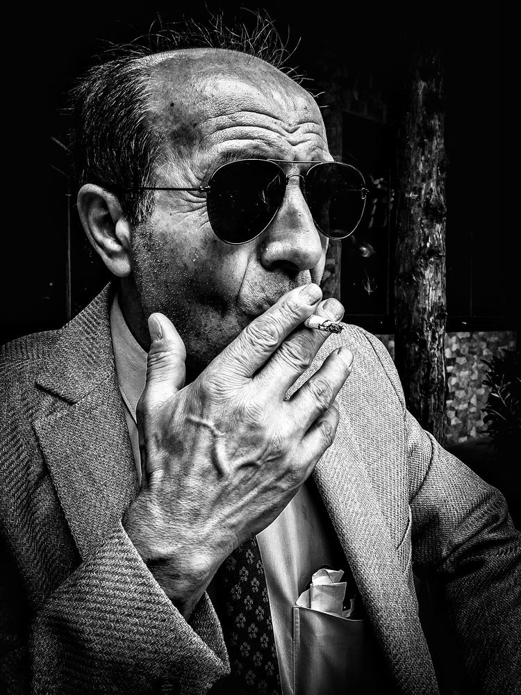 Black and white man portrait