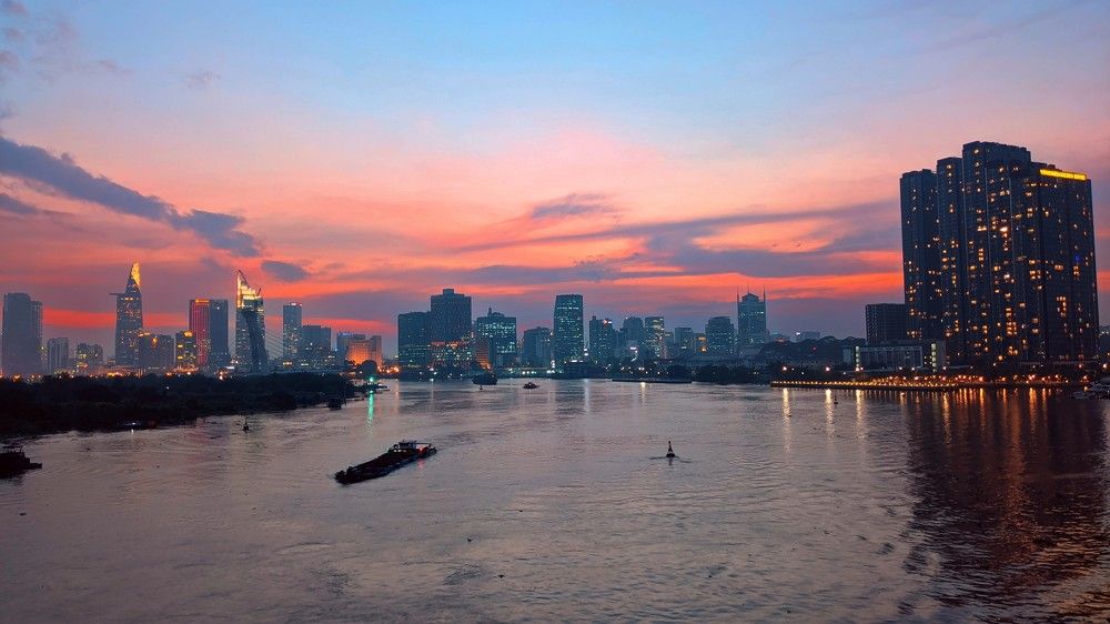 Sunset on Sai Gon River, Vietnam