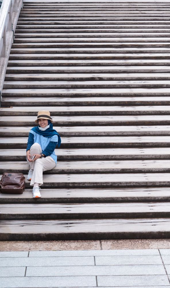 Sitting on the stairs