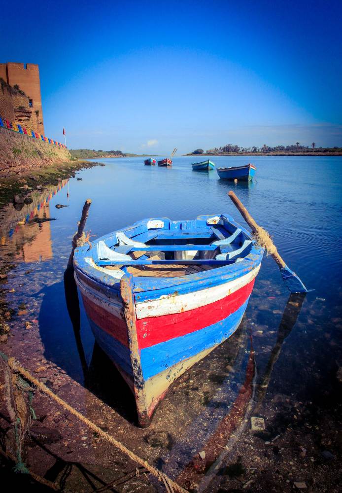 Traditionnal Boat on Oum Rabii river, Morocco
