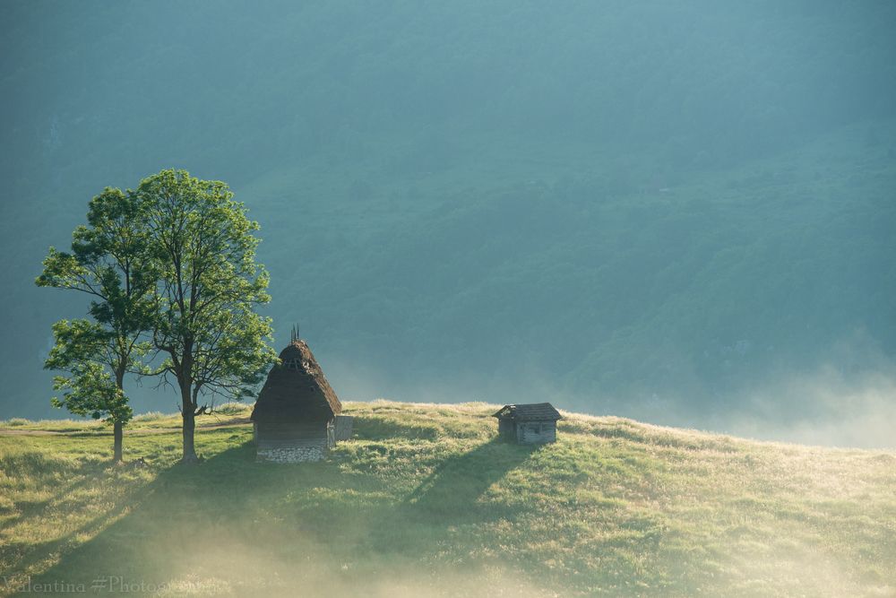 Early morning at sunrise, on the hills of Dumesti