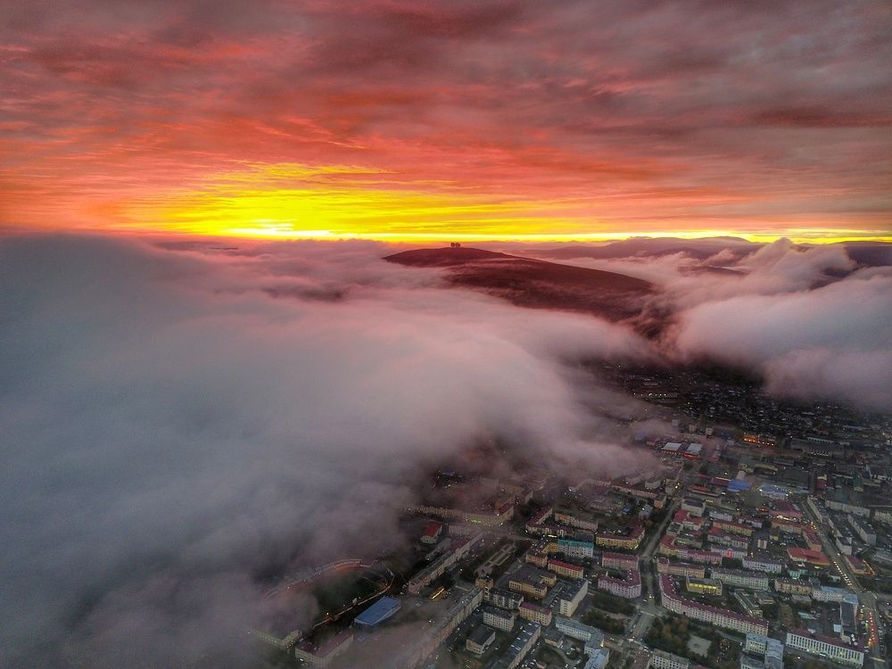 Туманный закат.