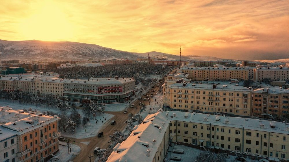 Зимний закат .