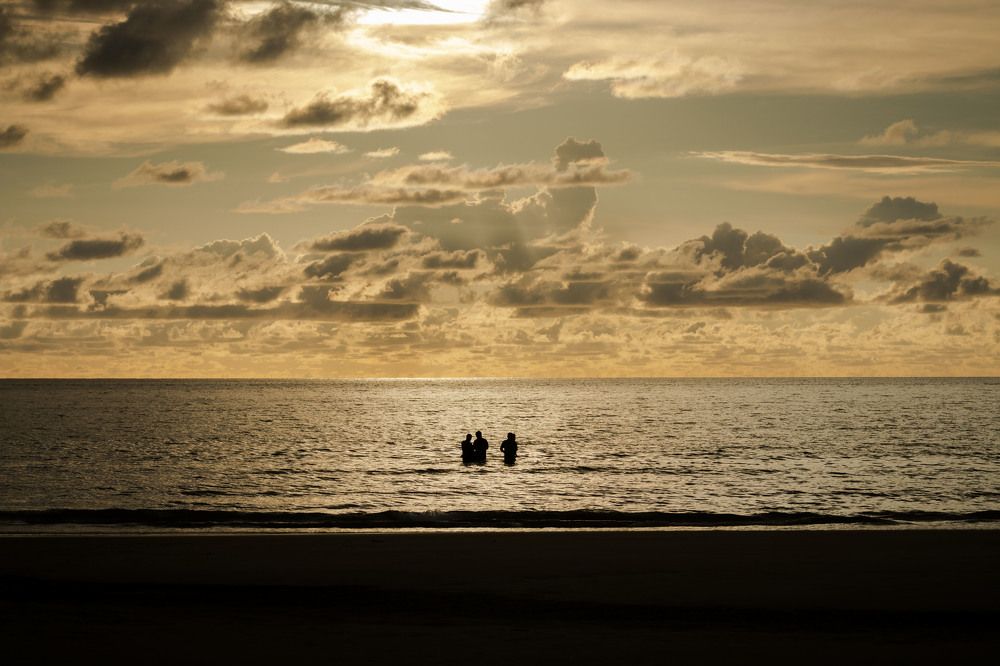 Silhouette and beautiful clouds.
