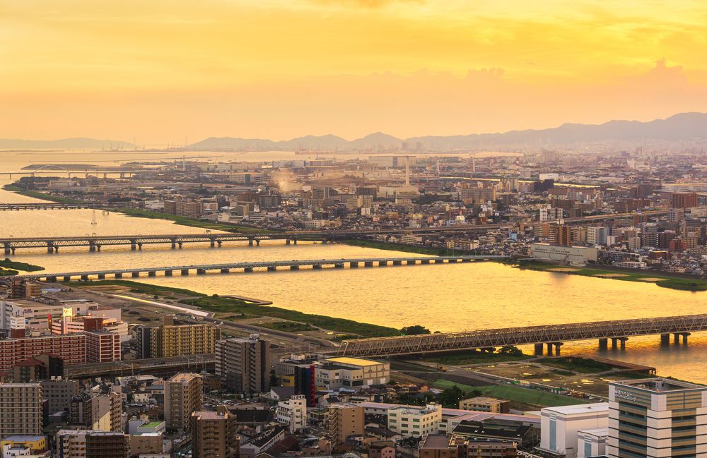 Osaka City at Sunset