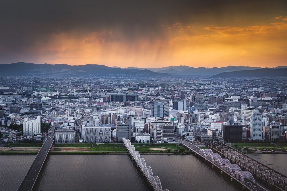 Osaka City at Sunset