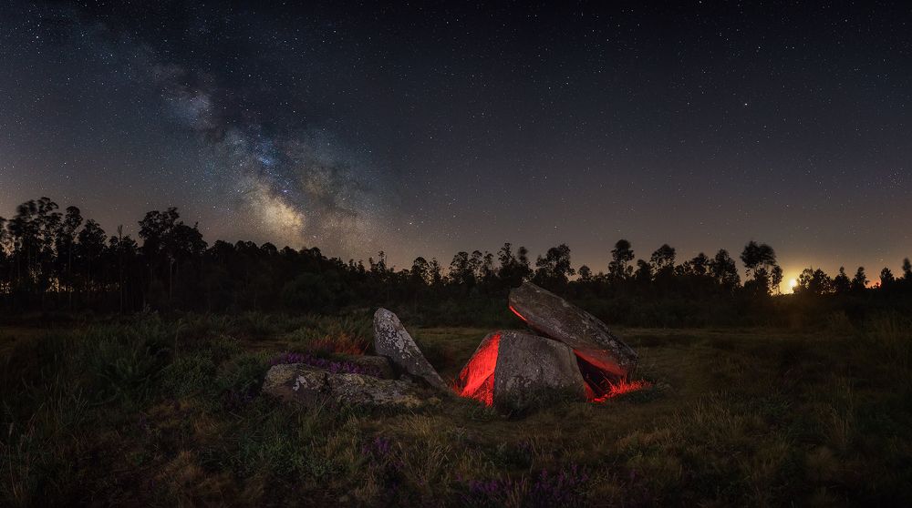 THE OLD DOLMEN, THE MOON AND MILKYWAY