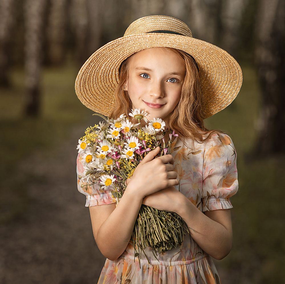 девочка с  ромашками