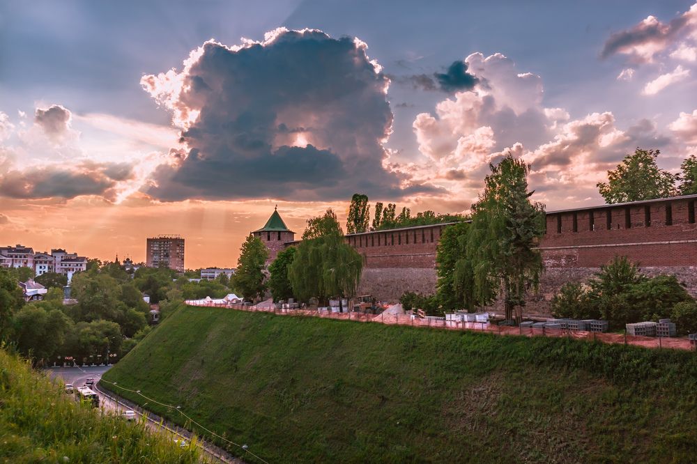 Кремль в Нижнем Новгороде на закате