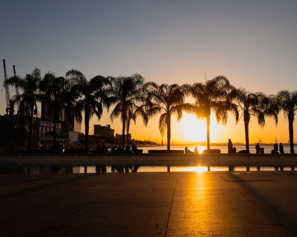 Sunset on a winter day in the city