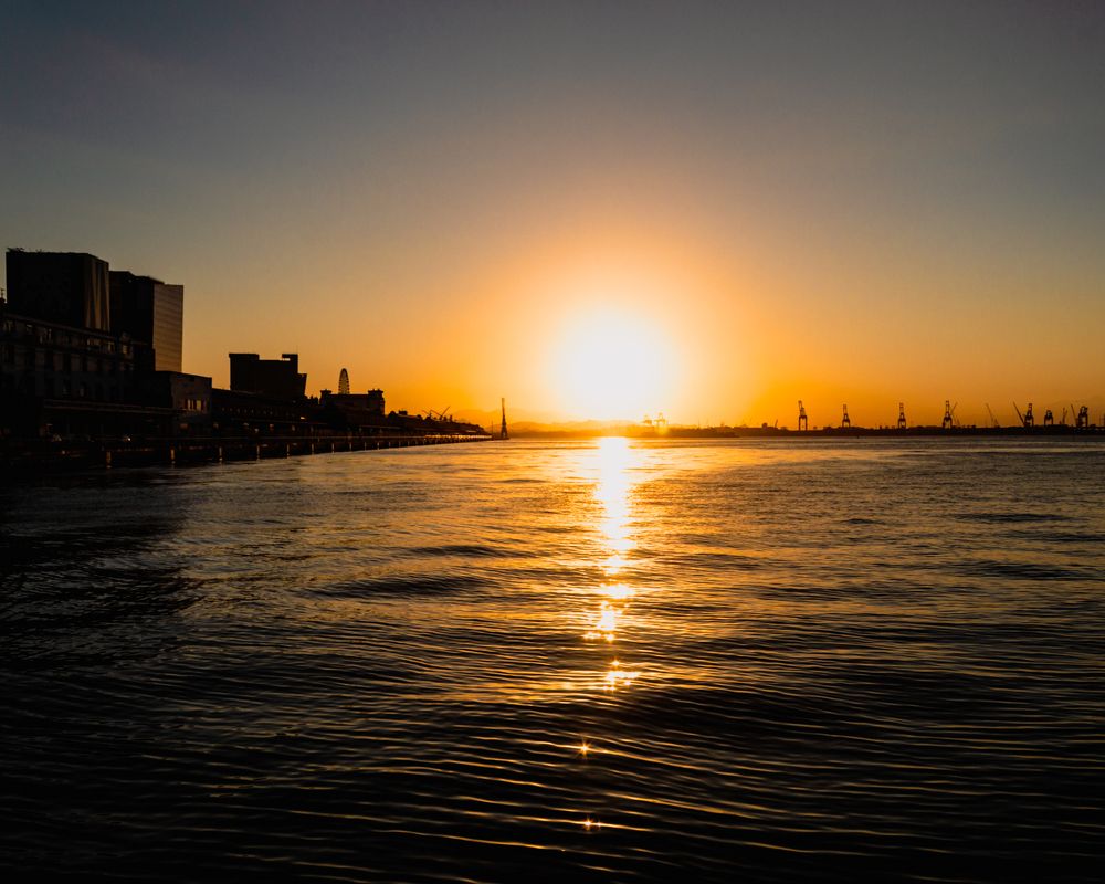 Sunset at the seaport