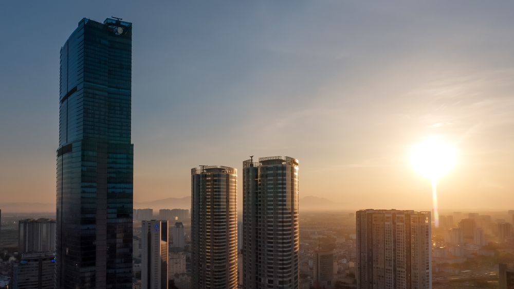 Hanoi city at sunset
