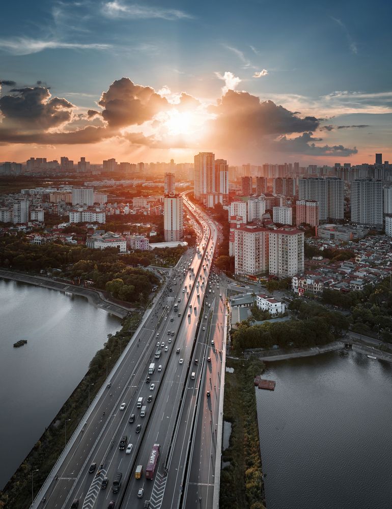 Hanoi city at sunset