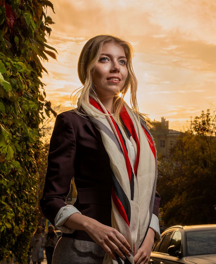 Pretty girl at sunset