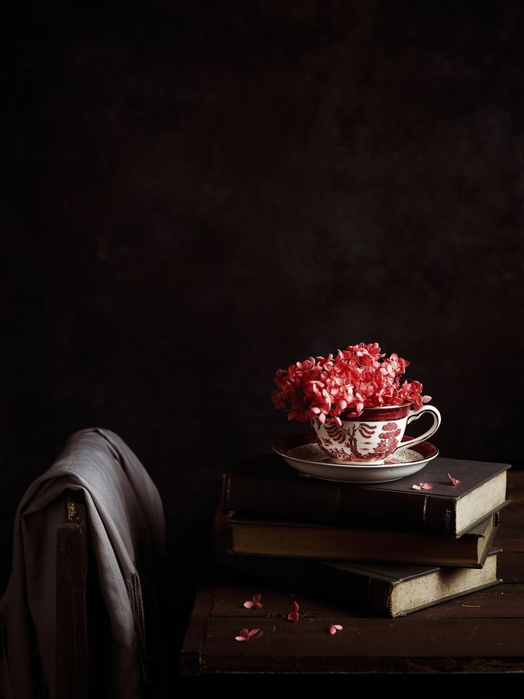 Cup of flowers in darkmood