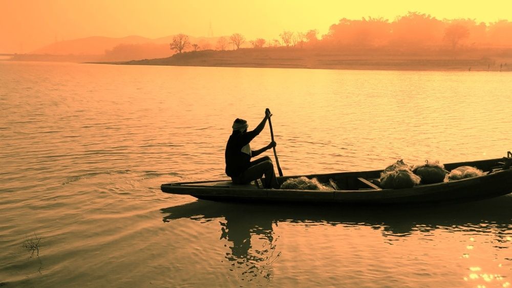 Man at work in the golden hour