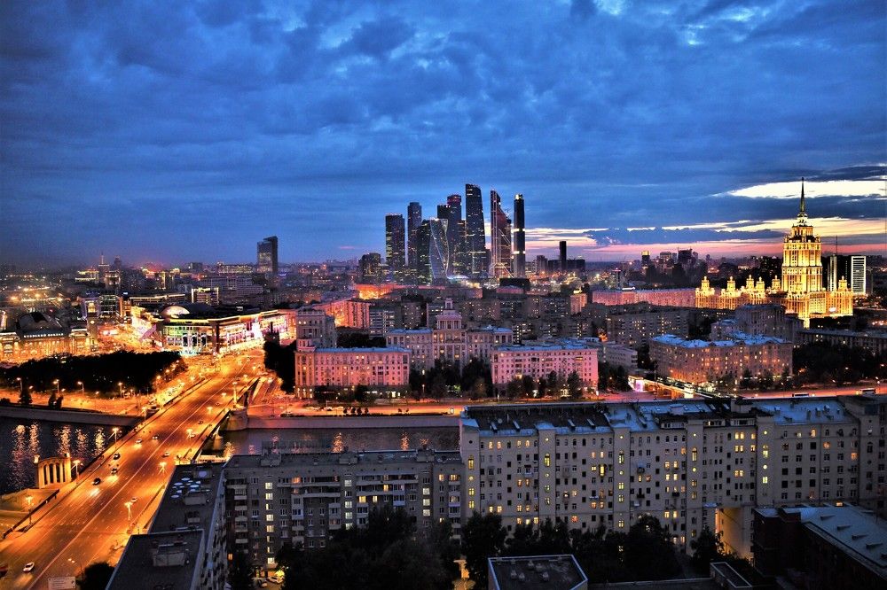 Закат в городе