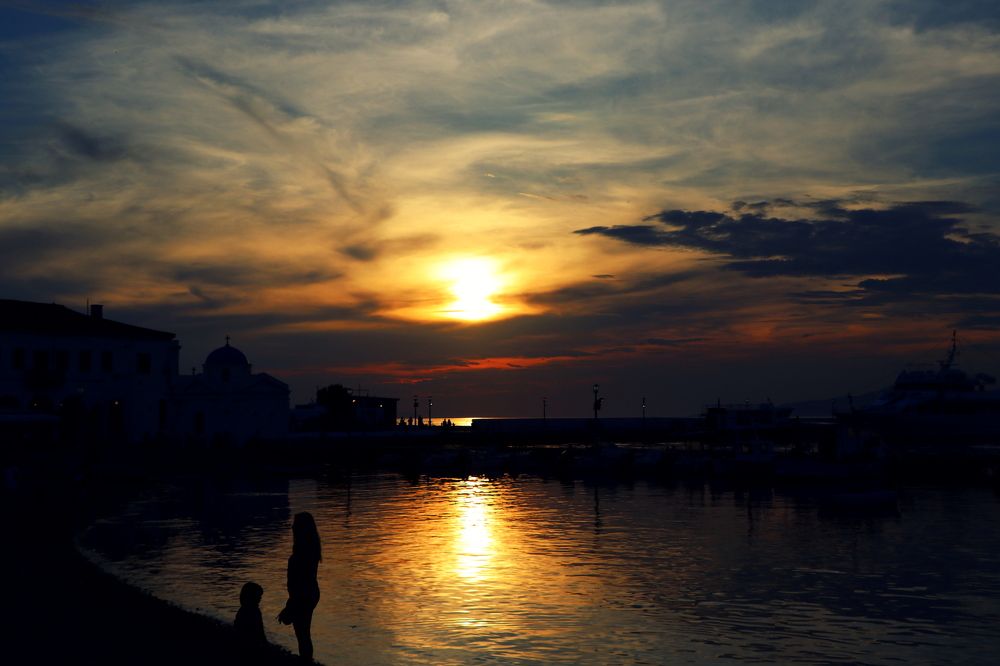 The sunset of mykonos