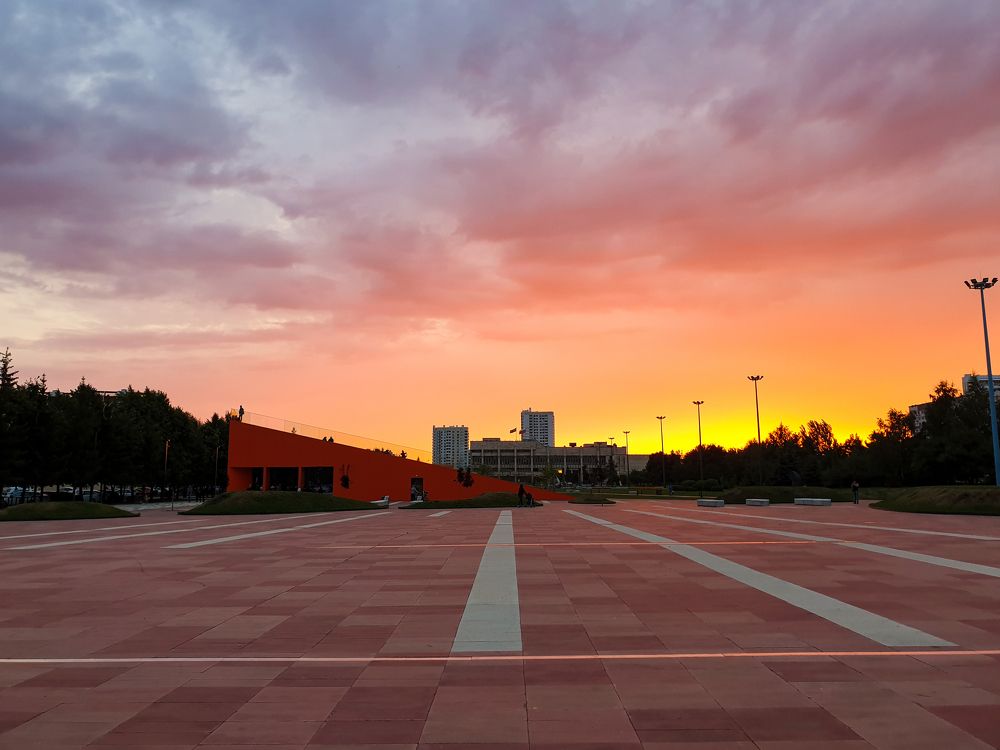 sunset in the square