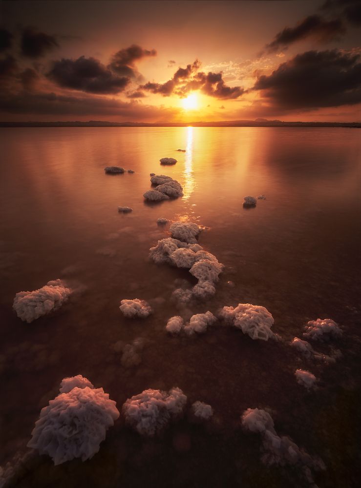 Sunset in the salt lagoon