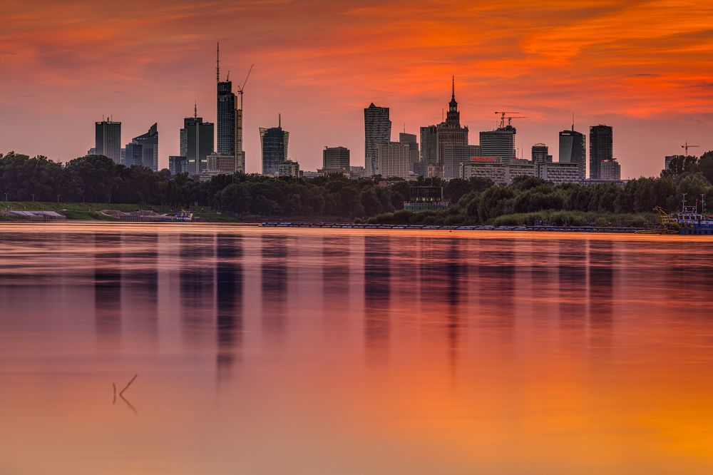 Warsaw skyline after the sunset