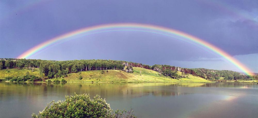 Двойное "коромысло" над озером повисло
