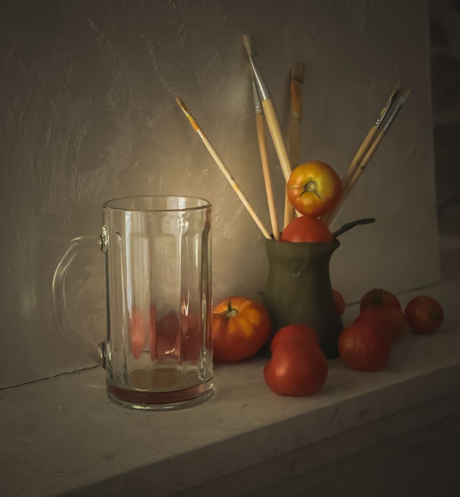 The Glass, Brushes and Vegetables