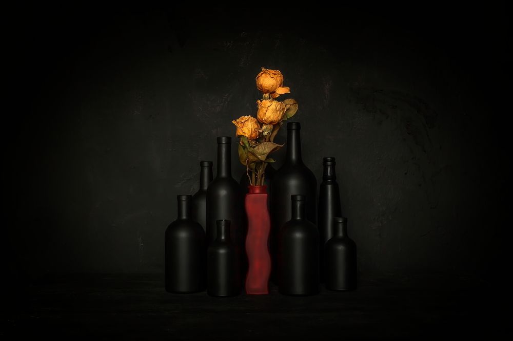 ... black bottles ...