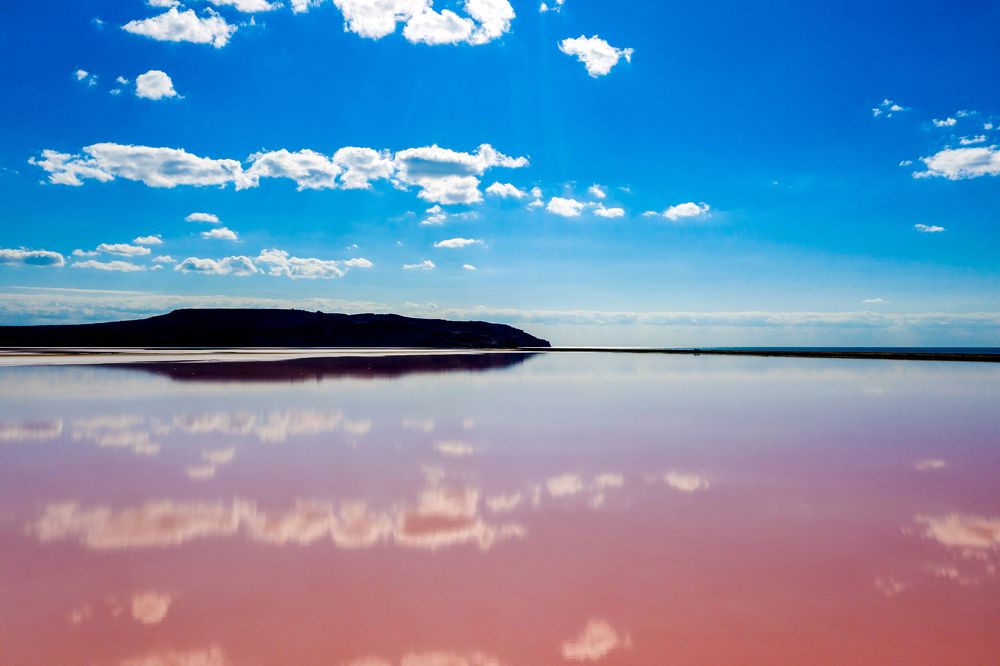 A natural pink salt lake.