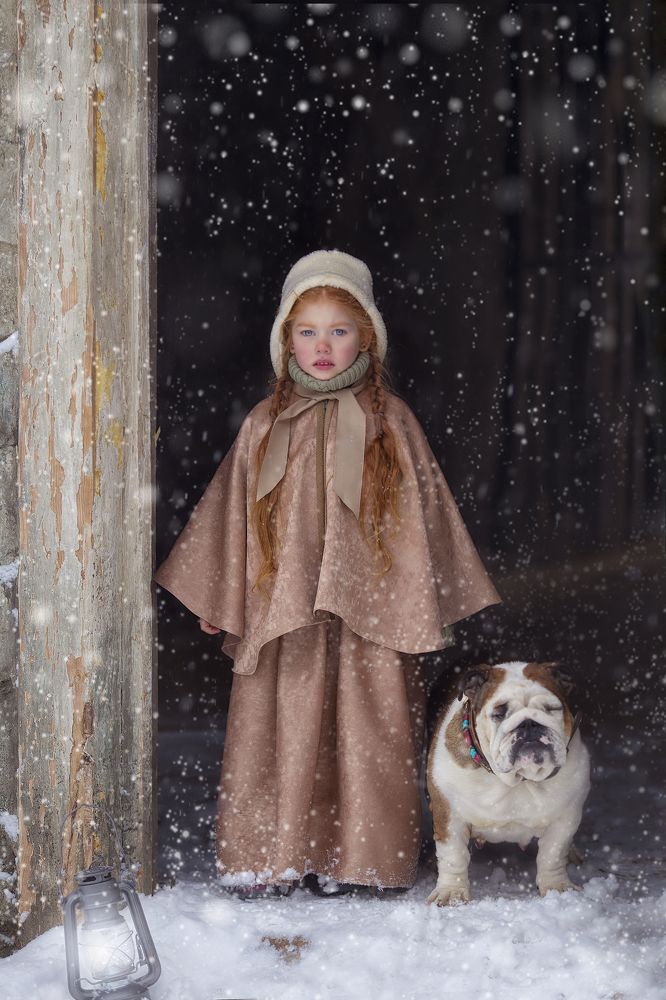 Девочка и бульдог