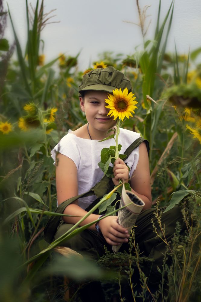 В подсолнухах