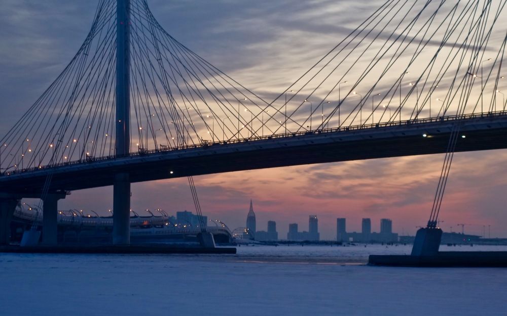 зимний вечер на Крестовском острове