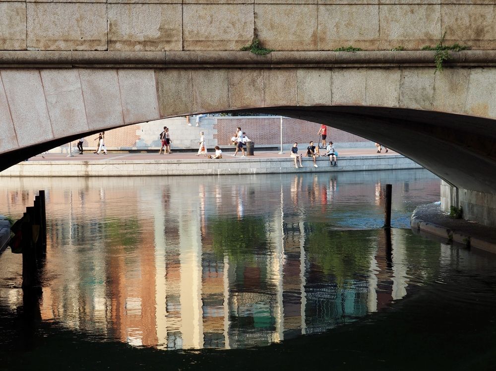 under the bridge.